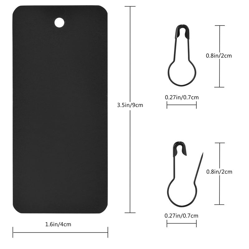 LOOMY 200 PCS Marking Tags with Safety Pins and 157 Feet Natural String to Label Clothes for Garage Yard Consignment Tag Black - Image 3